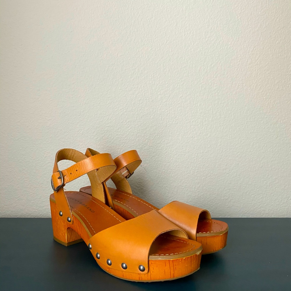 Leather clogs-Lucky Brand in Cognac
